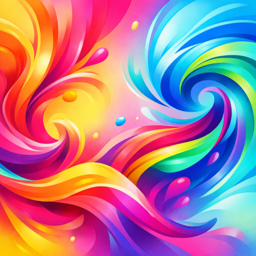 Swirling abstract waves of bright rainbow colors blending smoothly