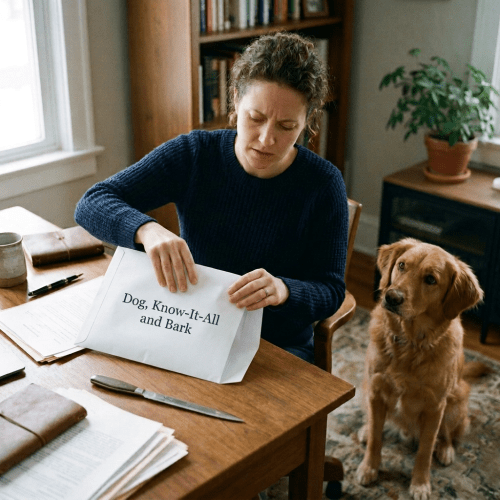 Woman opening envelope labeled confidential estate materials at a desk