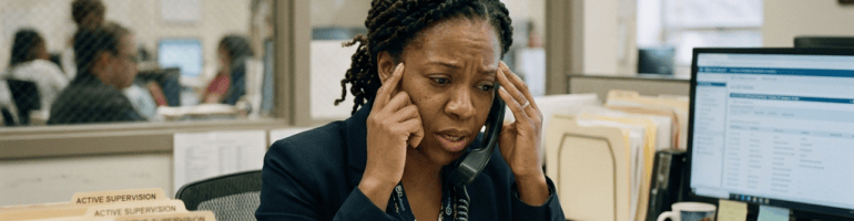 Probation officer making a phone call