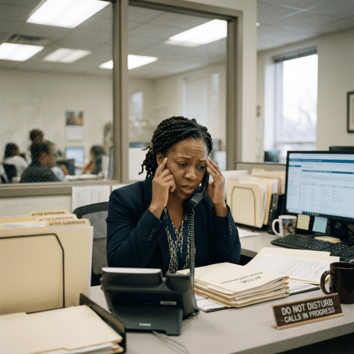 Probation officer making a phone call