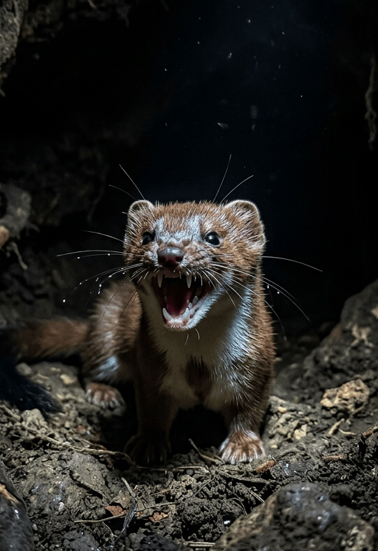 Dark underground stoat photograph
